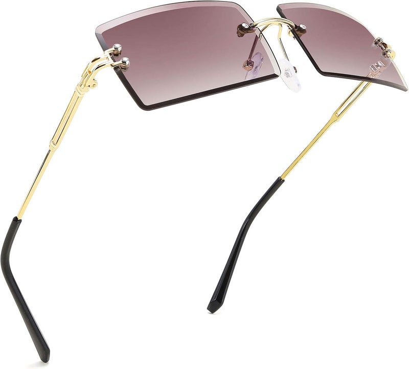 FEISEDY Vintage Rimless Sunglasses Rectangle Frameless Candy Color Glasses Women Men B2642 - Image 1